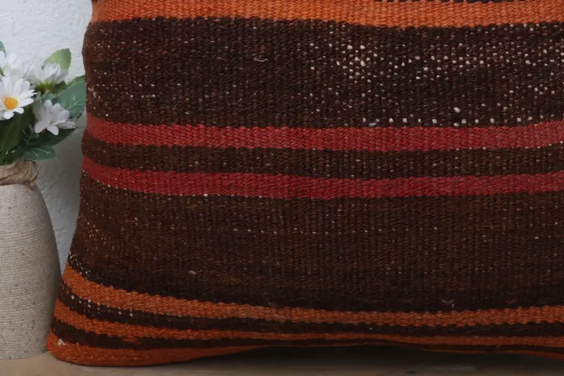 Pillow Case, Tapestry Cushion, Vintage Kilim Pillow, 18x18 Red Cushion, Pillow for Couch, Crochet Pattern Cushion Cover, Boho Pillow - 3