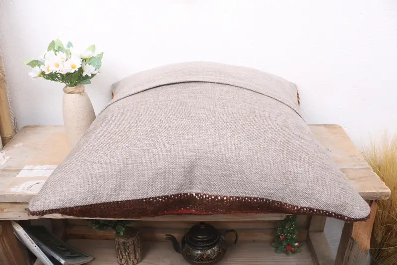 Pillow Case, Tapestry Cushion, Vintage Kilim Pillow, 18x18 Red Cushion, Pillow for Couch, Crochet Pattern Cushion Cover, Boho Pillow - 7