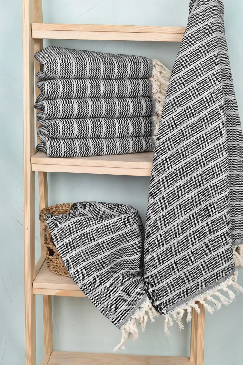Welcome Wedding Gift, Custom Name Towel, Travel Towel, Quick-dry peshtemal, Monogram Beach Towel, 70x40 Cotton Striped Towel, Bridal Shower Favors - 2