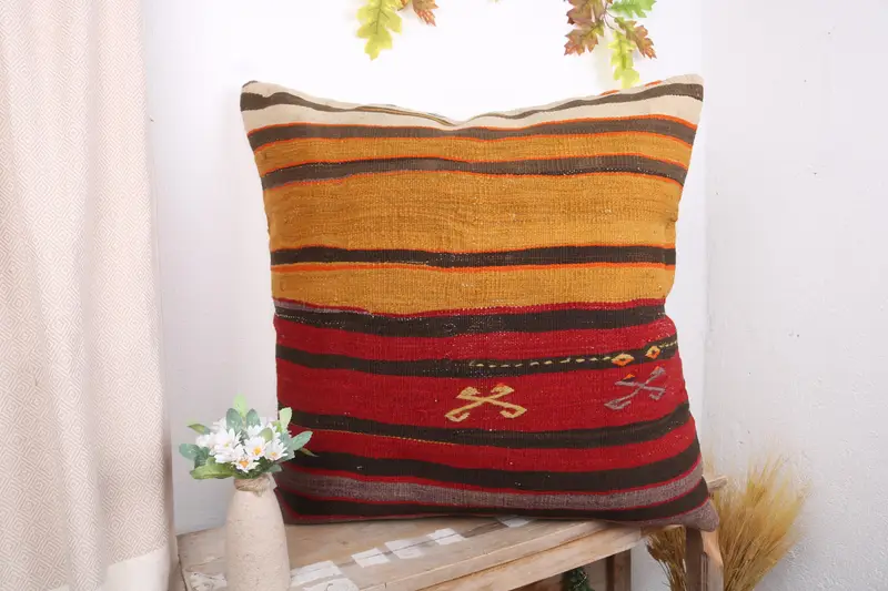 Antique Pillows, Authentic Pillow Sham, Cushion Cover, Gift Pillow, 28x28 Red Pillow Cover, Turkish Kilim Pillow, Seat Pillow Cover, Bed Pillow - 4