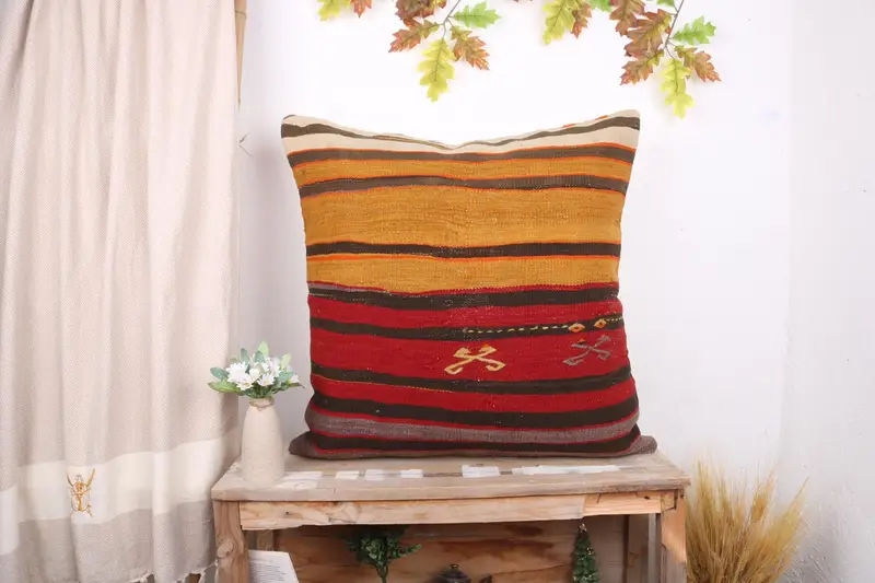 Antique Pillows, Authentic Pillow Sham, Cushion Cover, Gift Pillow, 28x28 Red Pillow Cover, Turkish Kilim Pillow, Seat Pillow Cover, Bed Pillow - 1