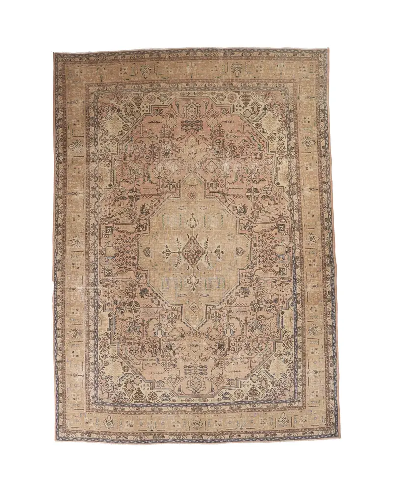 Zarif Bej ve Mavi Fas Halısı, 9,6x12,9 ft