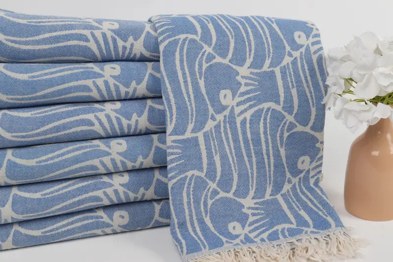 Turkish Beach Towel Bulk, 70x36 Cotton Fish Design Towel, Custom Beach Towel, Wedding Favors, Bridesmaid Gifts, Organic Towel, Bachelorette Favor - 3