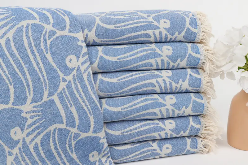 Turkish Beach Towel Bulk, 70x36 Cotton Fish Design Towel, Custom Beach Towel, Wedding Favors, Bridesmaid Gifts, Organic Towel, Bachelorette Favor - 2