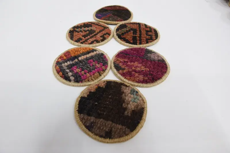 Brown and Pink Round Coaster, Stylish Kitchen Decor Coaster