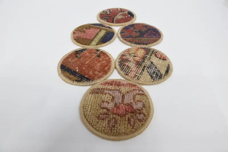 Brown and Red Coasters, Durable and Stylish Rug Coasters