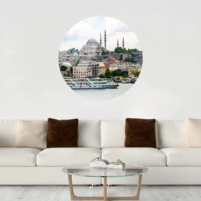 イスタンブール都市景観キャンバス: エミノニュ & ブルー モスク プリント