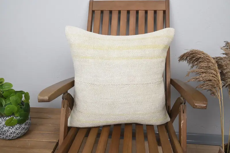 20x20 Beige Pillow, Vintage Pillow, Cushion Cover, Turkish Pillow, Pattern Throw Cushion Cover, Kilim Cushion Sham, Couch Pillow Cover - 1