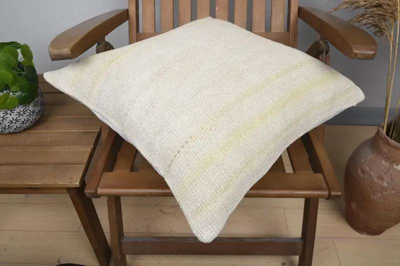 20x20 Beige Pillow, Vintage Pillow, Cushion Cover, Turkish Pillow, Pattern Throw Cushion Cover, Kilim Cushion Sham, Couch Pillow Cover - 4
