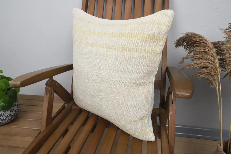 20x20 Beige Pillow, Vintage Pillow, Cushion Cover, Turkish Pillow, Pattern Throw Cushion Cover, Kilim Cushion Sham, Couch Pillow Cover - 3