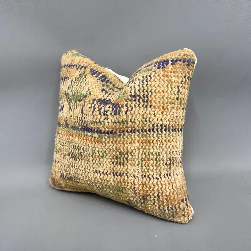 Vintage Kilim Throw Pillow, Bright Pillow, 12x12 Orange Cushion Case, Retro Throw Pillow, Throw Kilim Pillow, Pillow Case, Turkish Kilim Pillow - 3