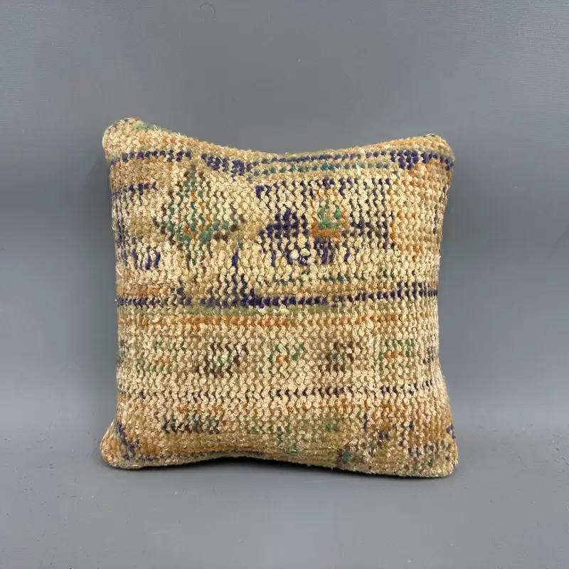 Vintage Kilim Throw Pillow, Bright Pillow, 12x12 Orange Cushion Case, Retro Throw Pillow, Throw Kilim Pillow, Pillow Case, Turkish Kilim Pillow - 4