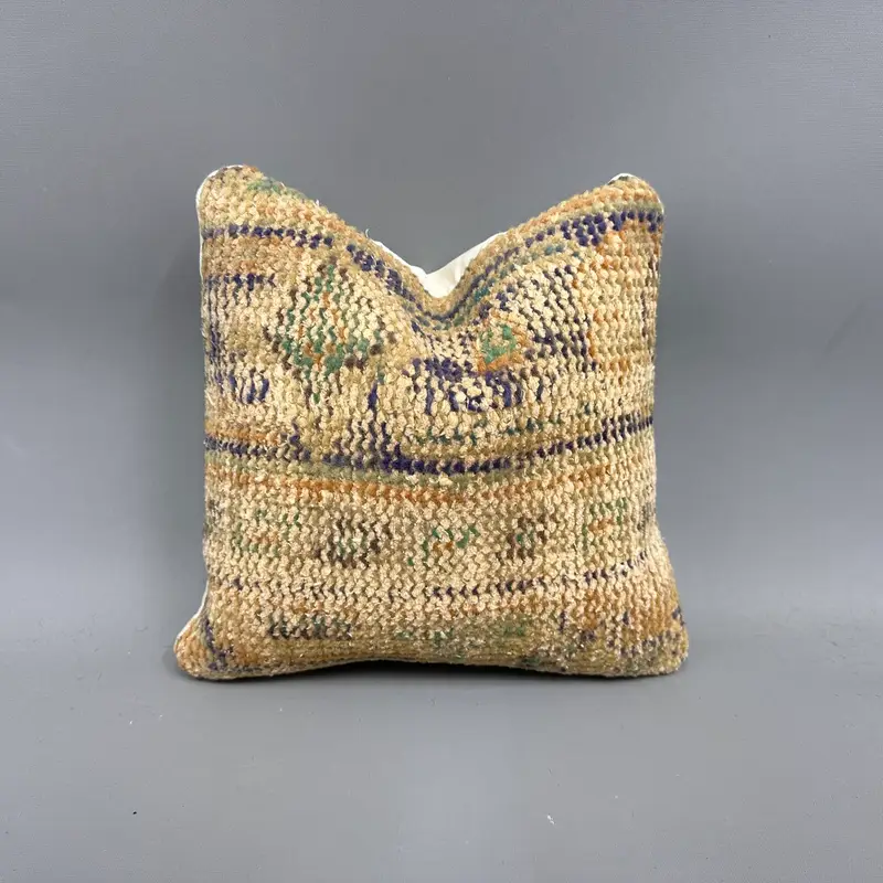 Vintage Kilim Throw Pillow, Bright Pillow, 12x12 Orange Cushion Case, Retro Throw Pillow, Throw Kilim Pillow, Pillow Case, Turkish Kilim Pillow - 1