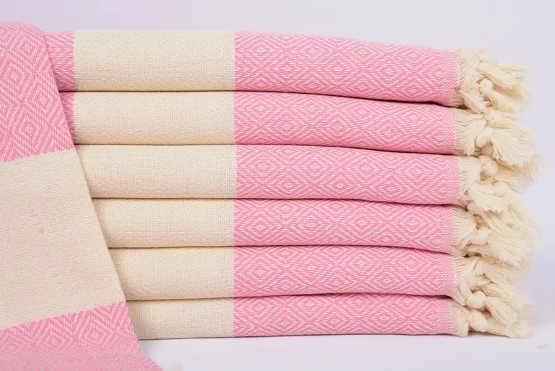 Personalized Pink Diamond Turkish Towel, 70x40 Inches, Organic Cotton