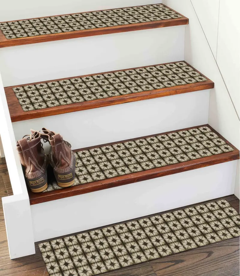 Brown Ethnic Printed Rug: Stair Rug with Aztec, Navajo Patterns