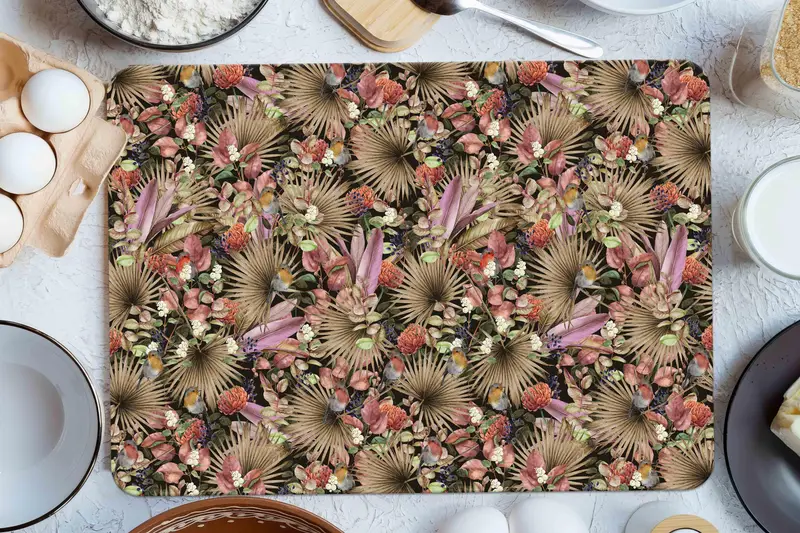 強化安全設計のモダンな花柄ガラスまな板