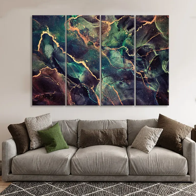 Natural Pigment Illustrations Poster, Mixture Decoration Canvas, Luxury Canvas Art, Abstract Fluid Art, Ink Paint Artwork, Dreamy Wall Art - 1