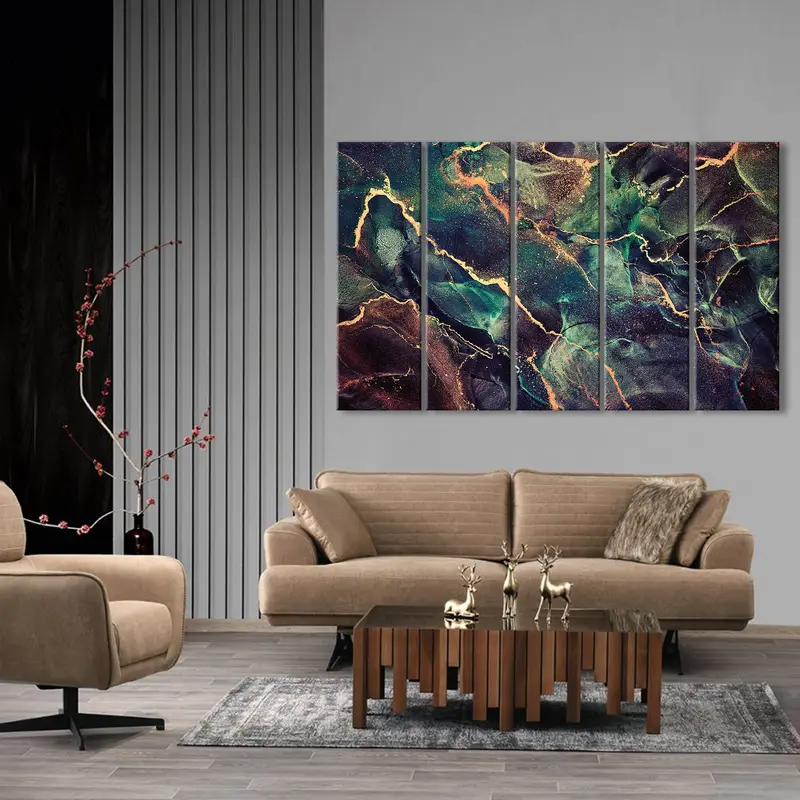 Natural Pigment Illustrations Poster, Mixture Decoration Canvas, Luxury Canvas Art, Abstract Fluid Art, Ink Paint Artwork, Dreamy Wall Art - 5