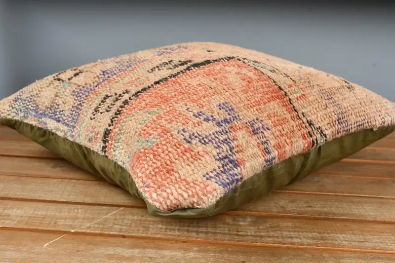 Interior Designer Pillow, Pillow for Sofa, Anatolian Cushion Cover, Kilim Cushion Sham, 14x14 Orange Pillow Case, Pillow Cover - 4
