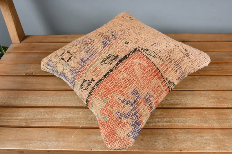 Interior Designer Pillow, Pillow for Sofa, Anatolian Cushion Cover, Kilim Cushion Sham, 14x14 Orange Pillow Case, Pillow Cover - 2