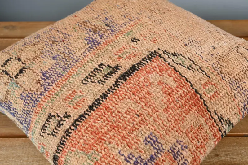 Interior Designer Pillow, Pillow for Sofa, Anatolian Cushion Cover, Kilim Cushion Sham, 14x14 Orange Pillow Case, Pillow Cover - 3