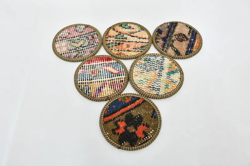 Mavi ve Turuncu Bardak Altlıkları, Benzersiz Halı Bardak Altlıkları