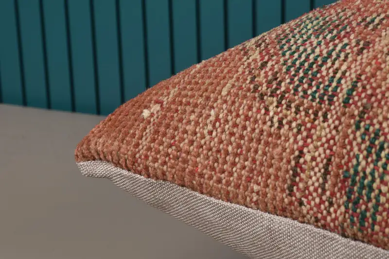 Turkish Cushion, Wool Moroccan 16x24 inch Orange Cushion Cover - 1