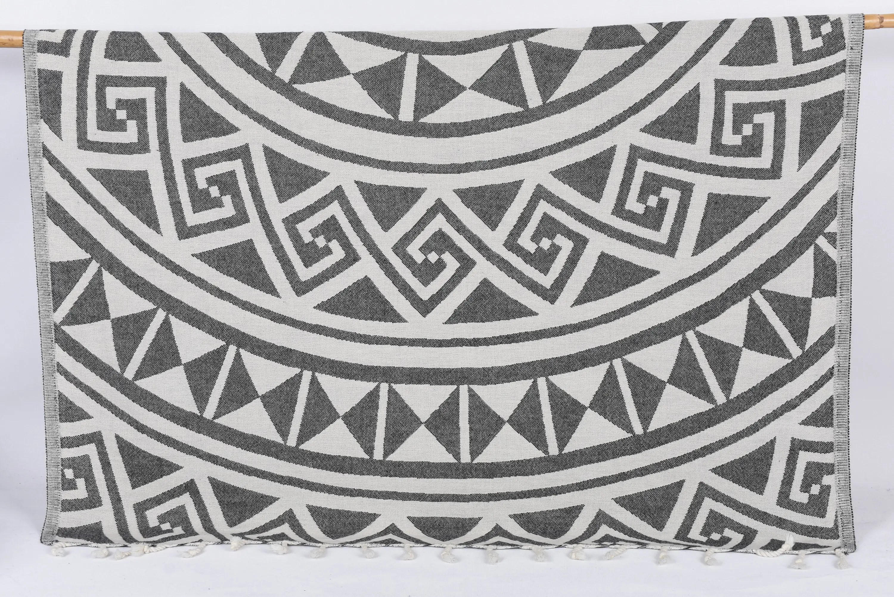 Personalized Black Geometric Towel, Organic Cotton, 70x40 Inches - 1
