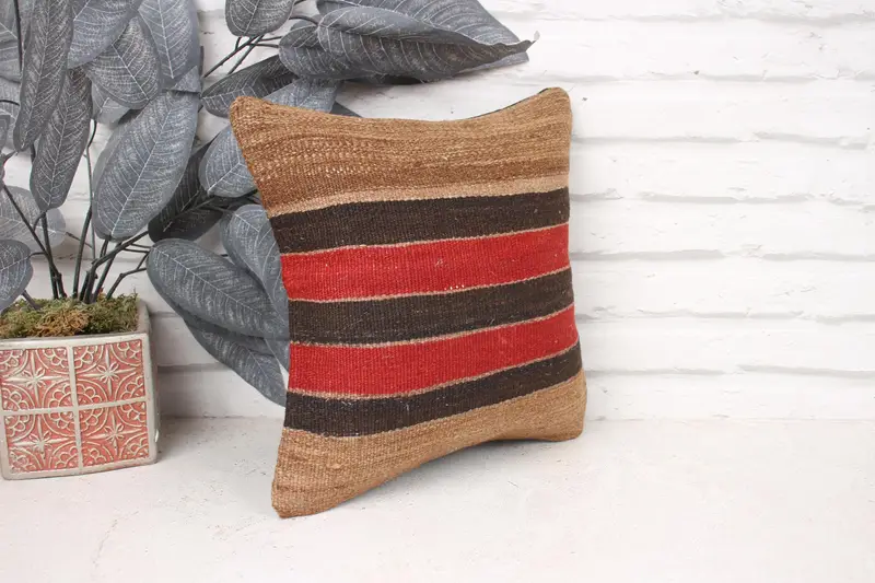 12x12 Red Pillow, Throw Kilim Pillow, Pillow Cover, Pillow for Couch, Shabby Chic Pillow Cover, Vintage Cushion Cover, Boho Pillow Sham Cover - 3