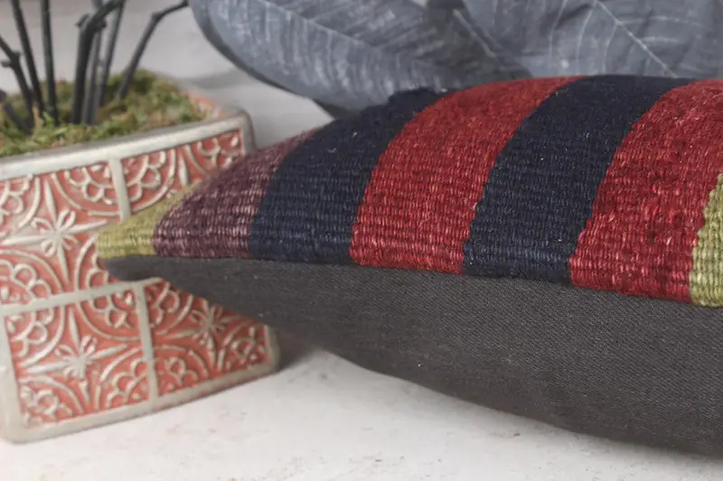8x16 Red Cushion Cover, Cushion Case, Turkish Corner Pillow Cover, Pillow for Sofa, Ethnical Kilim Rug Pillow, Vintage Pillow, Bed Pillow Case - 7