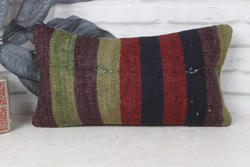 8x16 Red Cushion Cover, Cushion Case, Turkish Corner Pillow Cover, Pillow for Sofa, Ethnical Kilim Rug Pillow, Vintage Pillow, Bed Pillow Case - 1