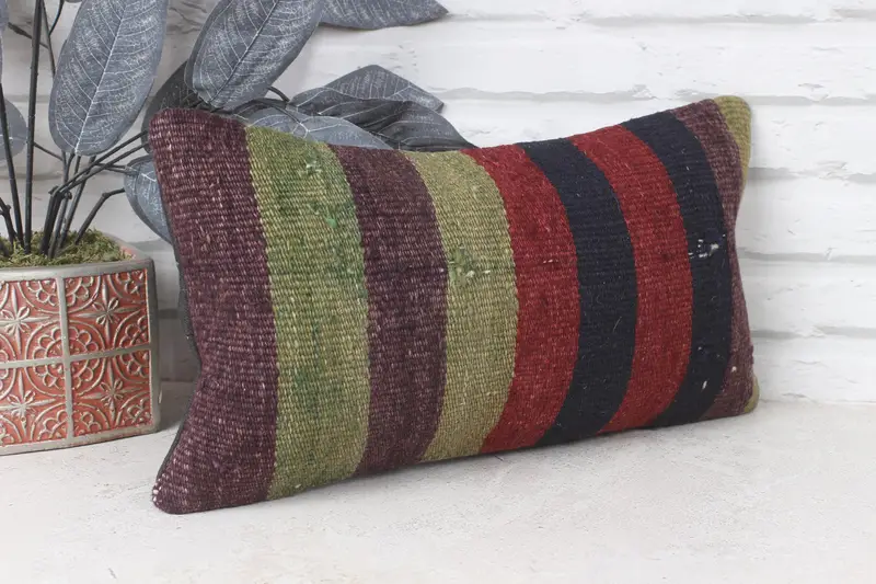 8x16 Red Cushion Cover, Cushion Case, Turkish Corner Pillow Cover, Pillow for Sofa, Ethnical Kilim Rug Pillow, Vintage Pillow, Bed Pillow Case - 4