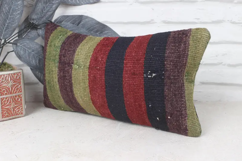 8x16 Red Cushion Cover, Cushion Case, Turkish Corner Pillow Cover, Pillow for Sofa, Ethnical Kilim Rug Pillow, Vintage Pillow, Bed Pillow Case - 3