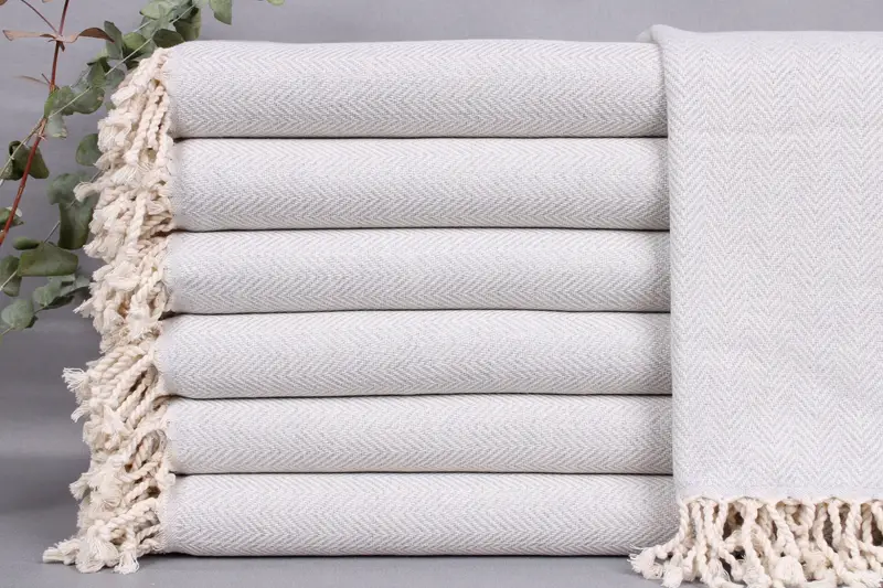 Organic Towel, Turkish Towel, Light Gray Towel, 40x71 Inches