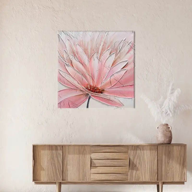 Rosa Blumenwandkunst, abstrakte Wandkunst, personalisierte Geschenk, Mädchenzimmerkunst, luxuriöse Leinwandkunst, moderne Wandkunst, Wohnkultur -Leinwand, Wandkunst - 3