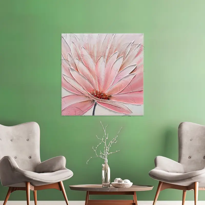 Rosa Blumenwandkunst, abstrakte Wandkunst, personalisierte Geschenk, Mädchenzimmerkunst, luxuriöse Leinwandkunst, moderne Wandkunst, Wohnkultur -Leinwand, Wandkunst - 1