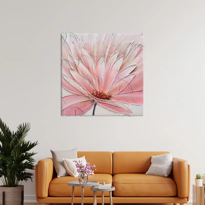 Rosa Blumenwandkunst, abstrakte Wandkunst, personalisierte Geschenk, Mädchenzimmerkunst, luxuriöse Leinwandkunst, moderne Wandkunst, Wohnkultur -Leinwand, Wandkunst - 2