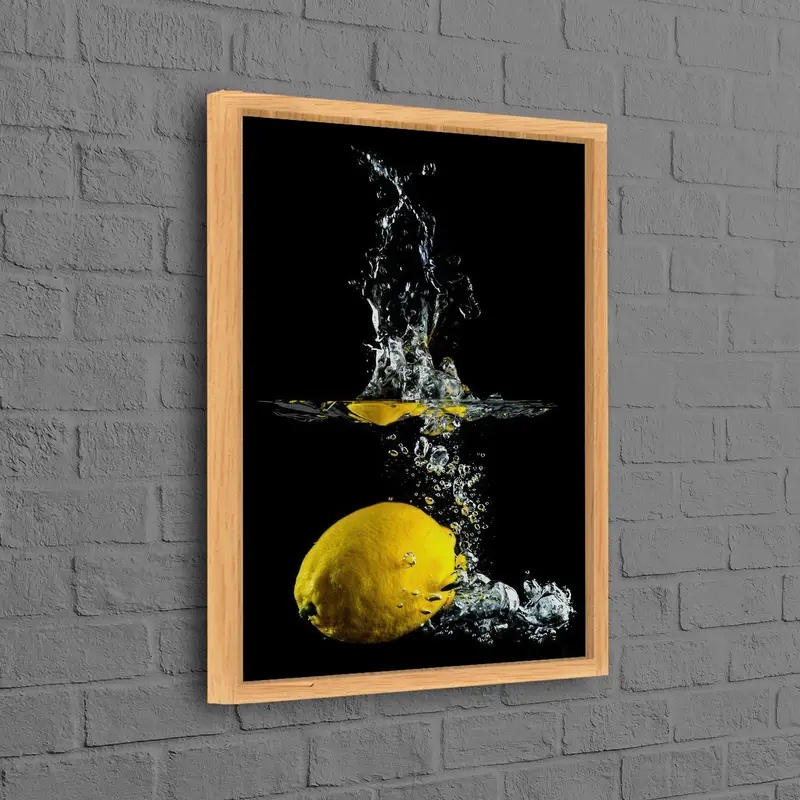 エレガントなイエロー & ブラック スプラッシュ キッチン キャンバス プリント