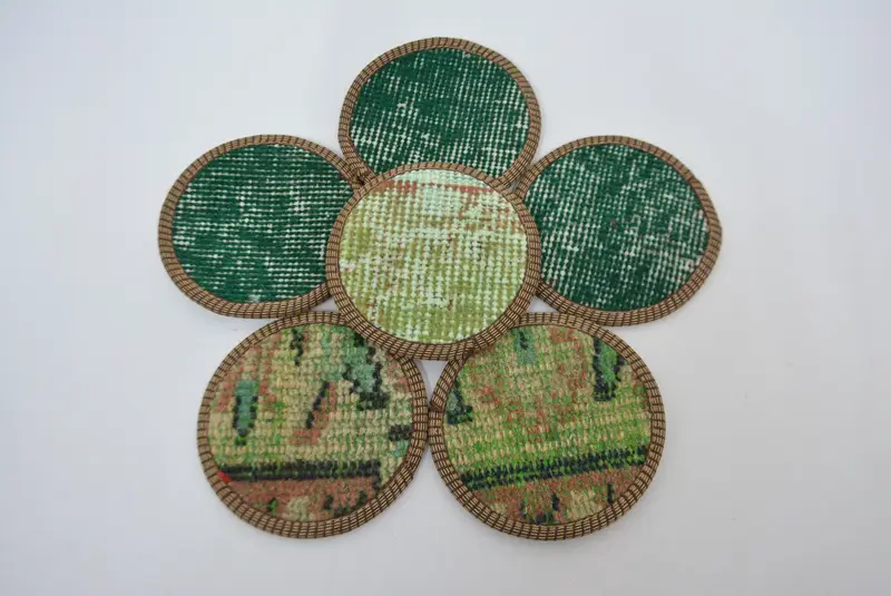 Posavasos bohemio verde y marrón, posavasos redondo antideslizante