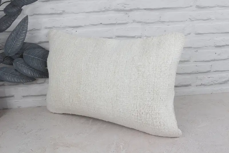 Ethnical Kilim Rug Pillow, 12x20 White Cushion Cover, Kilim Cushion Sham, Cushion Case, Pillow for Sofa, Turkish Corner Pillow Sham - 4