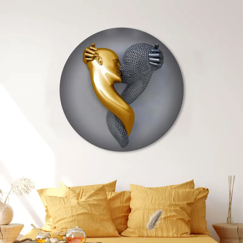 Elegant Luxury Gold & Silver Metallic Abstract Couple Canvas Print