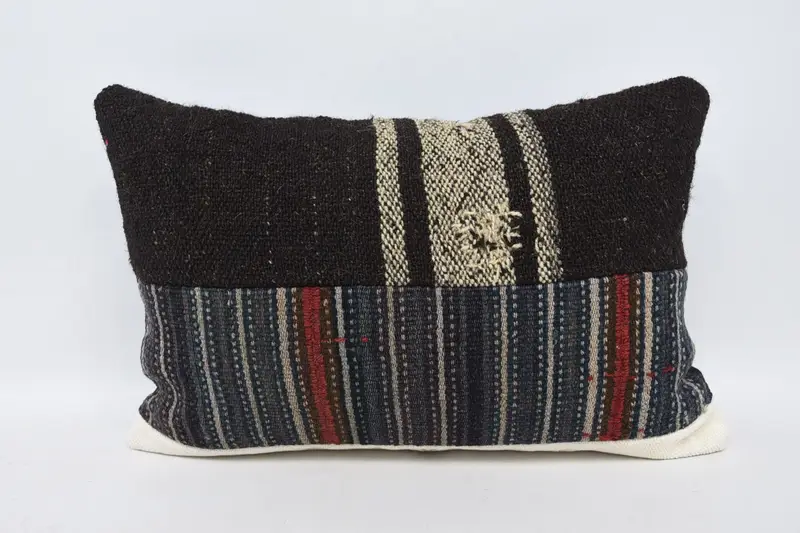 Cushion Case, Pillow for Couch, Pillow for Sofa, Bolster Throw Pillow Cover, 16x24 Brown Pillow Cover, Kilim Pillow Cover, Meditation Pillow Cover - 1