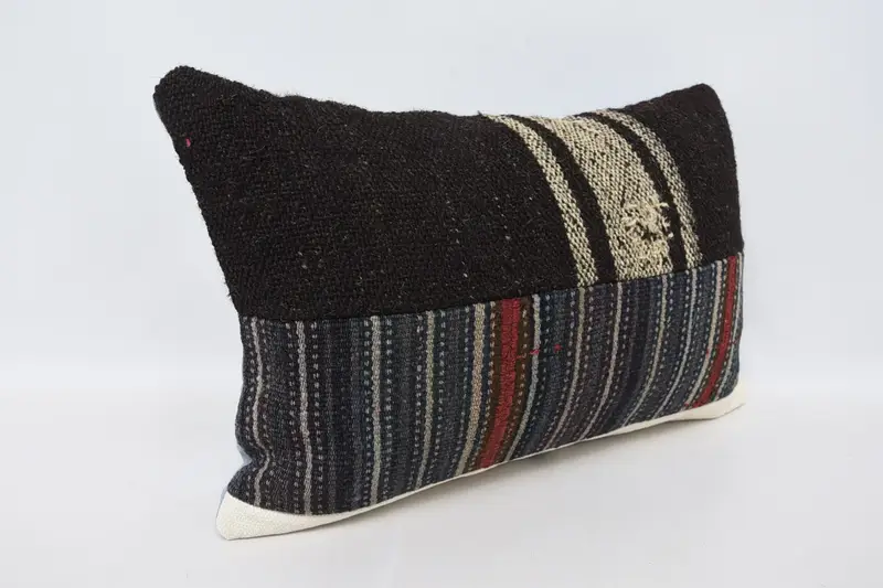 Cushion Case, Pillow for Couch, Pillow for Sofa, Bolster Throw Pillow Cover, 16x24 Brown Pillow Cover, Kilim Pillow Cover, Meditation Pillow Cover - 3
