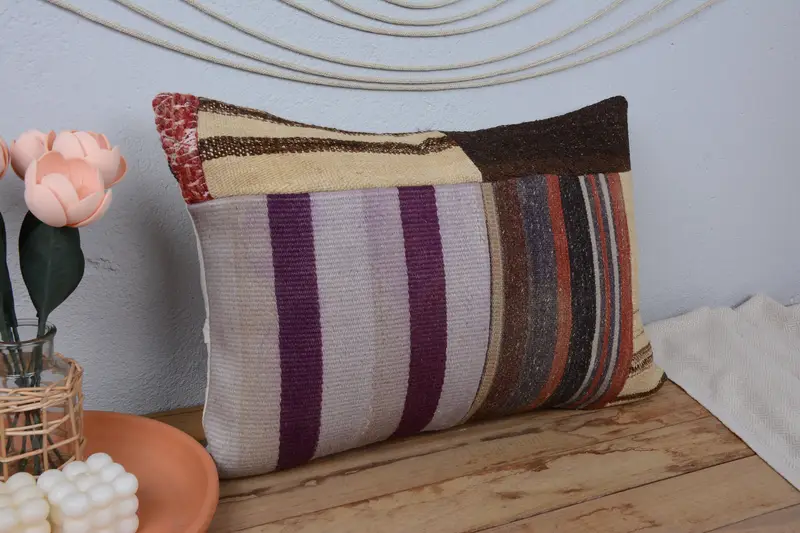 Turkish Pillow, Pillow Sham, 16x24 Blue Pillow Case, Living Room Throw Cushion Case, Kilim Cushion Sham, Interior Designer Pillow - 1