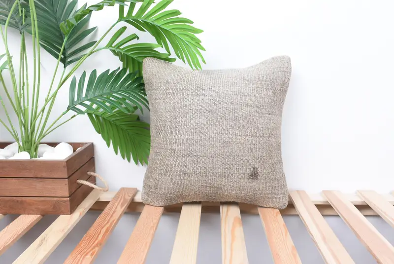 Comfy Throw Pillow Sham, Kilim Pillow, 14x14 White Pillow Cover, Pillow for Couch, Outdoor Bolster Cushion Case, Throw Kilim Pillow, Pillow Cover - 1