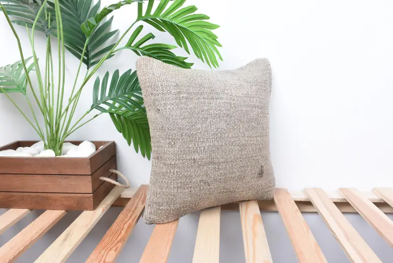 Comfy Throw Pillow Sham, Kilim Pillow, 14x14 White Pillow Cover, Pillow for Couch, Outdoor Bolster Cushion Case, Throw Kilim Pillow, Pillow Cover - 4