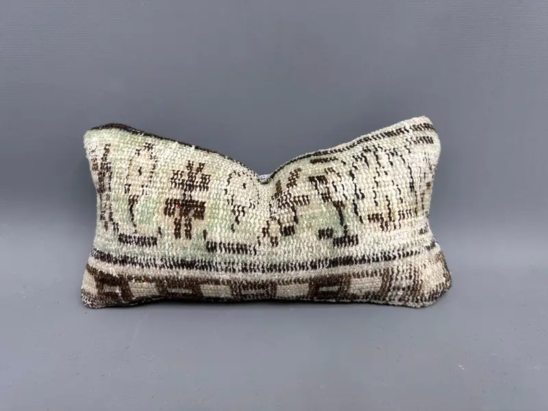 Kilim Cushion Sham, Turkish Pillow, Vintage Kilim Pillow, Cushion Case, Morroccon Kilim Cushion Pillow Sham, 8x16 Beige Pillow, Shabby Chic Cushion - 1