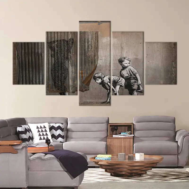 BANKSY Lady Shower, Peeping Tom Boys, Banksy Print, Banksy Poster, Banksy Art Canvas, Banksy Art, Lady Shower, Banksy Lady, Urban Wall Art, - 5