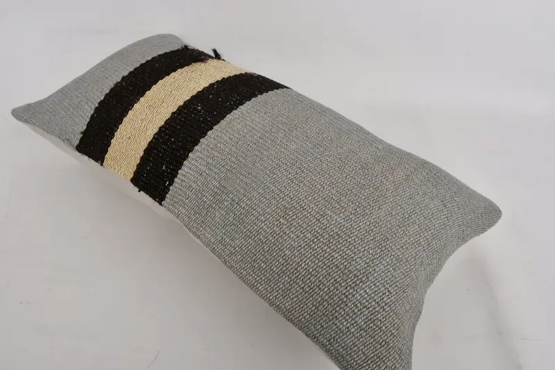 12x24 Gray Cushion Cover, Turkish Pillow, Vintage Kilim Throw Pillow, Rustic Pillow Cover, Vintage Kilim Pillow, Nomadic Pillow Cover, Pillow Case - 6