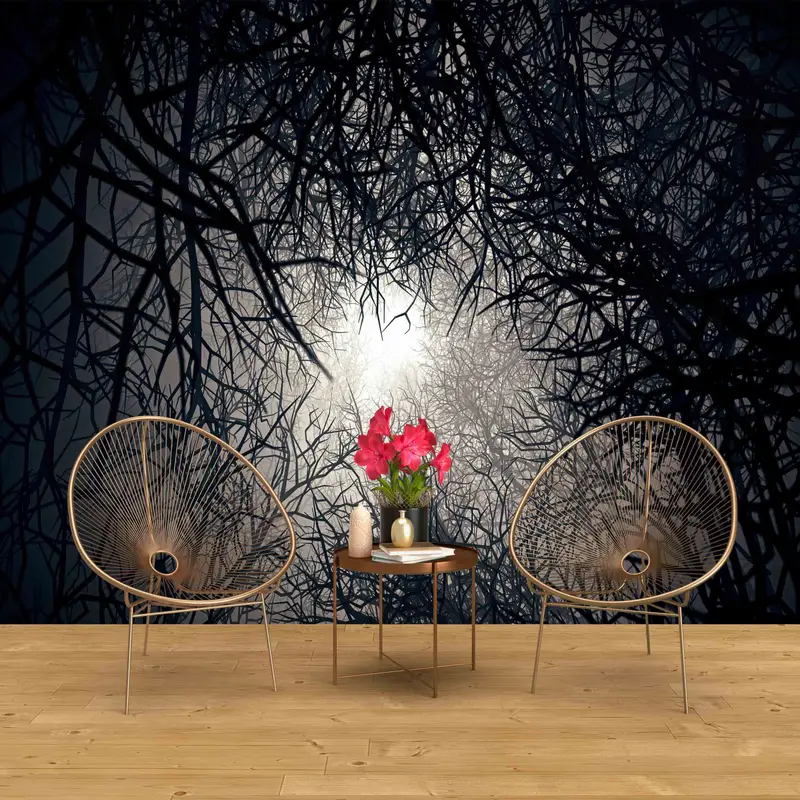 Wall Art, Night Landscape Wallpaper, Wallpaper By The Yard, View Wallpaper, Layered Paper Art, Moonlight Wall Mural, - 1